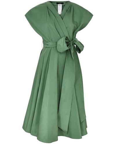 Weekend by Maxmara Giambo Belted Taffeta Midi Wrap Dress - Green