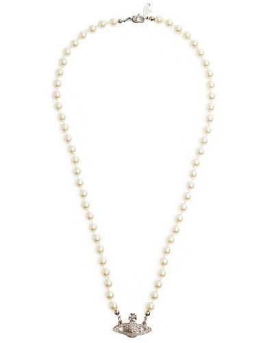Vivienne Westwood Mini Bas Relief Orb Faux Pearl Necklace - White