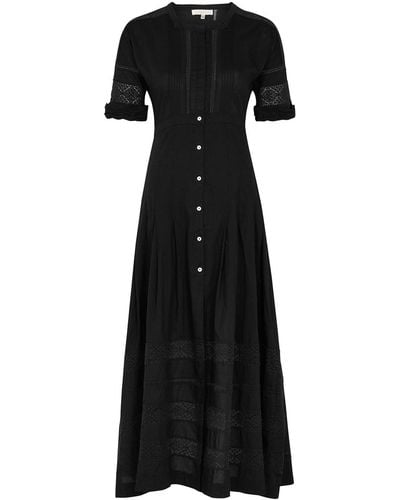 LoveShackFancy Edie Cotton Midi Dress - Black