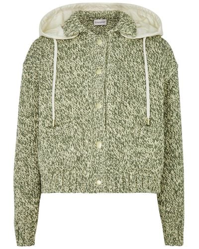 Moncler Hooded Cotton-Blend Cardigan - Green