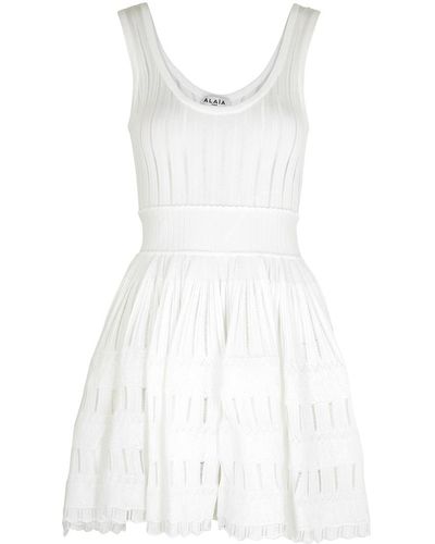 Alaïa Alaïa Fluid Knitted Mini Dress - White