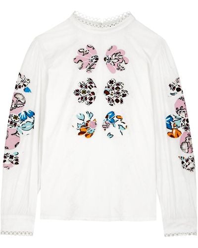 Weekend by Maxmara Popoli Embroidered Cotton Blouse - White
