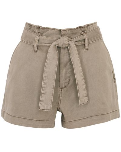 PAIGE Anessa Belted Stretch-denim Shorts, Shorts, - Natural
