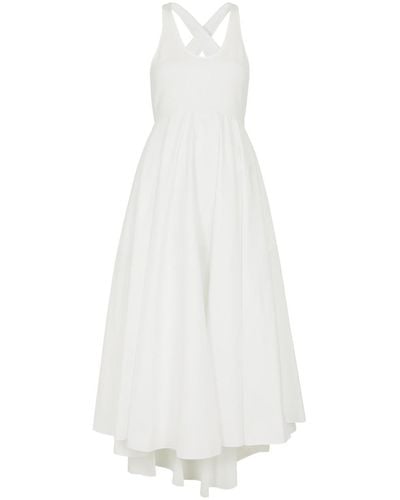 Alaïa Knitted And Cotton-Poplin Midi Dress - White