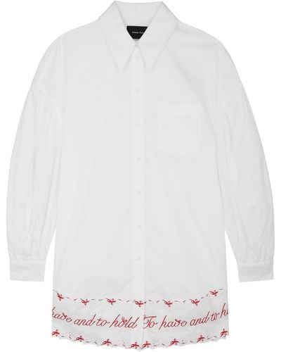 Simone Rocha Embroidered Cotton Shirt Dress - White