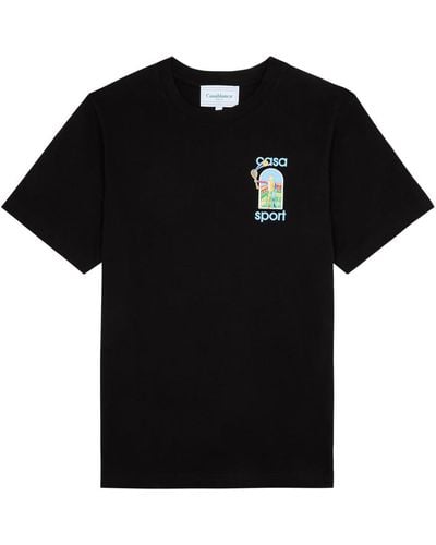 Casablanca Le Jeu Coloré Graphic-print Organic Cotton-jersey T-shirt - Black