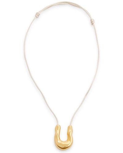 AGMES Wishbone Satin-cord Necklace - White