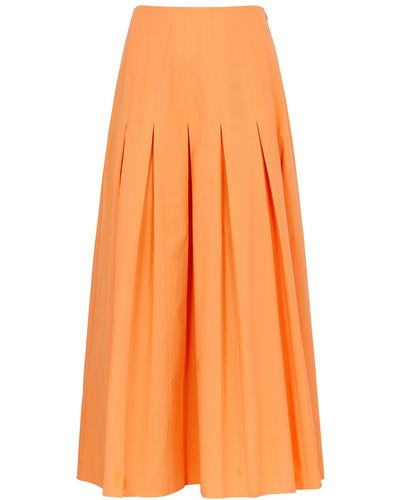 Anna Quan Adelaide Orange Pleated Poplin Skirt