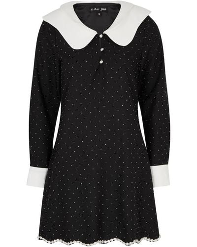 Sister Jane Starry Night Crystal-embellished Mini Dress - Black