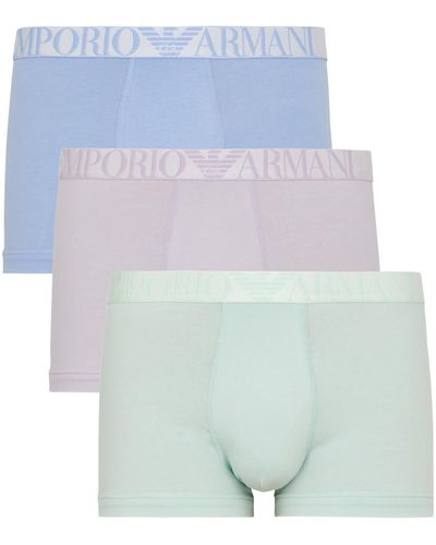Armani Emporio Stretch-cotton Trunks - Blue