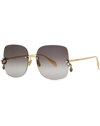Alexander McQueen Oversized Rimless Sunglasses - Metallic