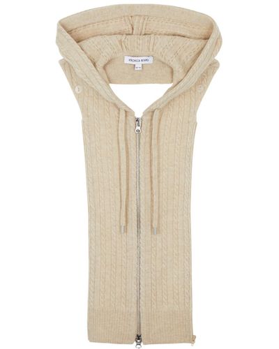 Veronica Beard Bunny Hooded Cable-knit Dickey - Natural