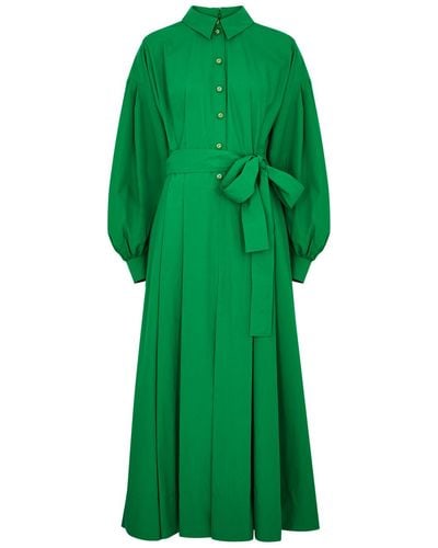 Gucci Cotton-poplin Midi Shirt Dress - Green