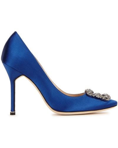 Manolo Blahnik Hangisi 105 Silk-Satin Court Shoes - Blue