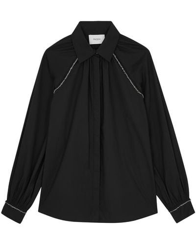 Merlette Tiana Embellished Cotton-Poplin Shirt - Black