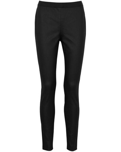 Eileen Fisher Coated Stretch-denim Trousers - Black