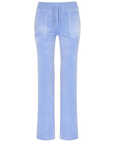 Juicy Couture Del Ray Logo Velour Sweatpants - Blue