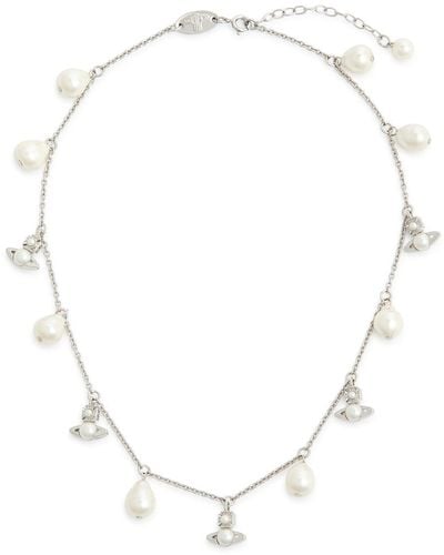Vivienne Westwood Emiliana Embellished Charm Necklace - White