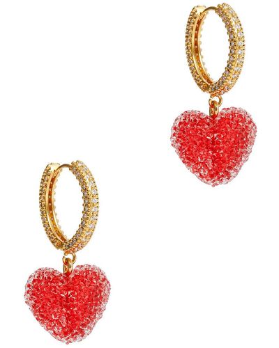Crystal Haze Jewelry Jelly Heart 18kt Gold-plated Earrings - Red