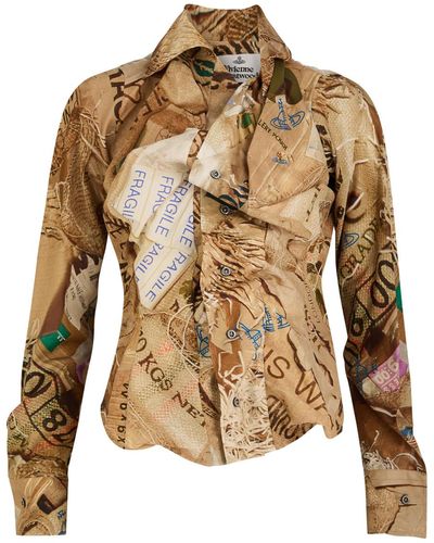 Vivienne Westwood Drunken Printed Cotton Shirt - Brown