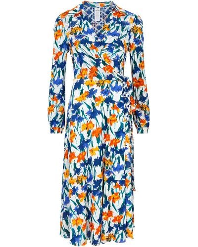 Diane von Furstenberg Phoenix Reversible Printed Tulle Midi Dress - Blue