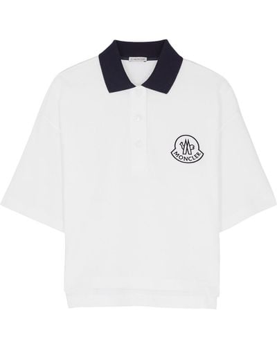 Moncler Logo-print Piqué Cotton Polo Shirt - White