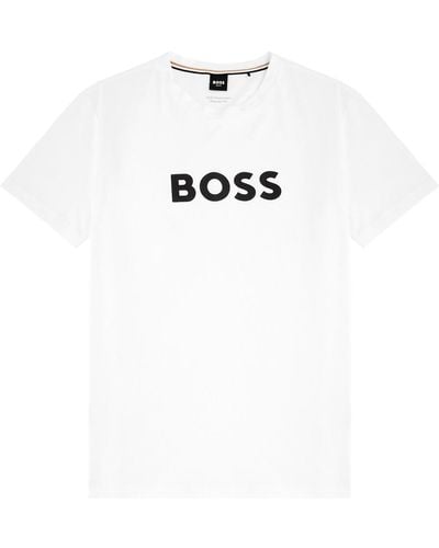 BOSS Logo-Print Cotton T-Shirt - White