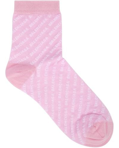 Balenciaga Light Pink Logo Stretch-cotton Socks