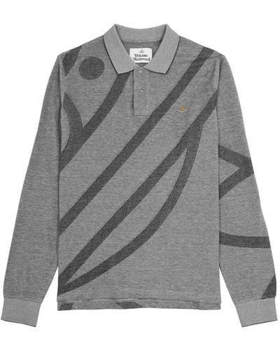 Vivienne Westwood Printed Piqué Cotton Polo Shirt - Gray