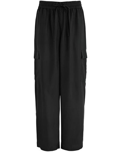 Eileen Fisher Washed Silk Cargo Trousers - Black