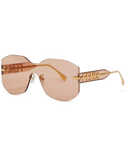 Fendi Graphy Rimless Shield Sunglasses - Natural