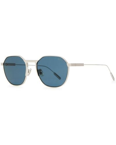 Zegna Round-Frame Sunglasses - Blue