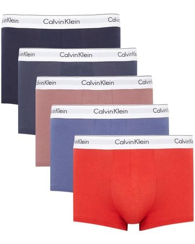 Calvin Klein Logo Stretch-cotton Trunks - Red
