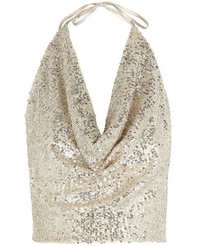 In the mood for love Maxime Halterneck Sequin Top - Natural
