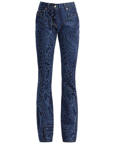 Mugler Python-print Flared Jeans - Blue