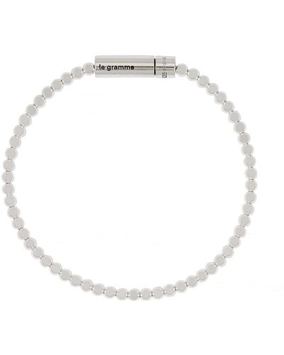 Le Gramme 11G Polished Sterling Beads Bracelet - White