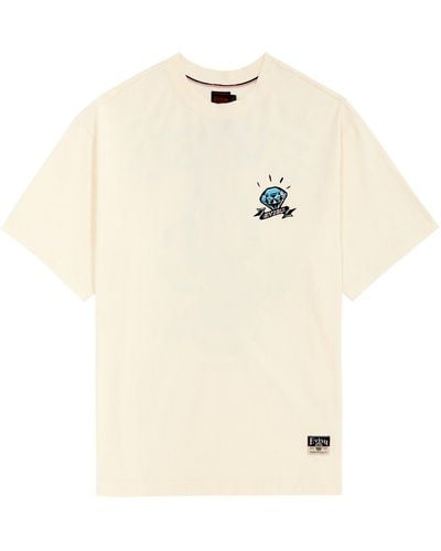 Evisu Diamond Daruma Printed Cotton T-Shirt - Natural