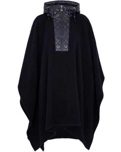 Moncler Hooded Wool Cape - Blue