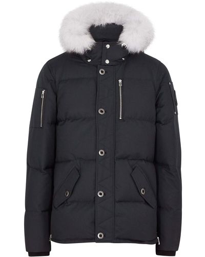 Moose Knuckles 3q Navy Fur-trimmed Cotton-blend Coat - Black