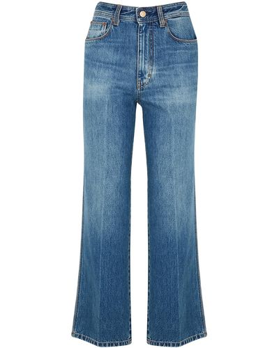 Victoria Beckham Stevie 70's Blue Cropped Straight-leg Jeans