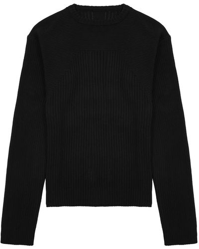 Rick Owens Biker Ribbed Cotton Sweater - Black