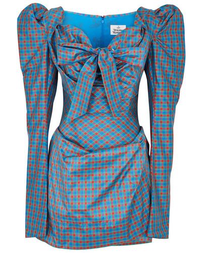 Vivienne Westwood Iwona Checked Taffeta Mini Dress - Blue