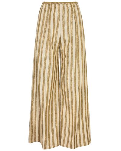 Forte Forte Striped Lamé Woven Trousers - Natural
