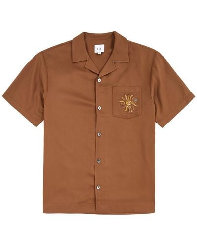 CHE Breeze Logo-Embroidered Twill Shirt - Brown