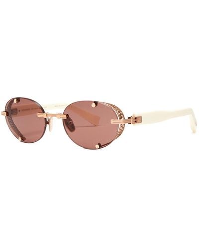 BALMAIN EYEWEAR Monsieur Rimless Oval-frame Sunglasses - Pink