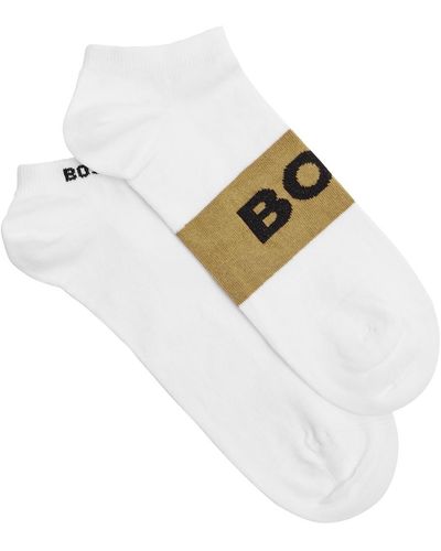 BOSS Logo-intarsia Cotton-blend Socks - White