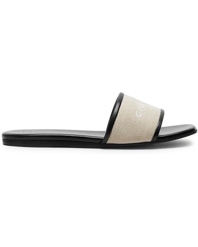 Givenchy Logo Canvas And Leather Sliders - White