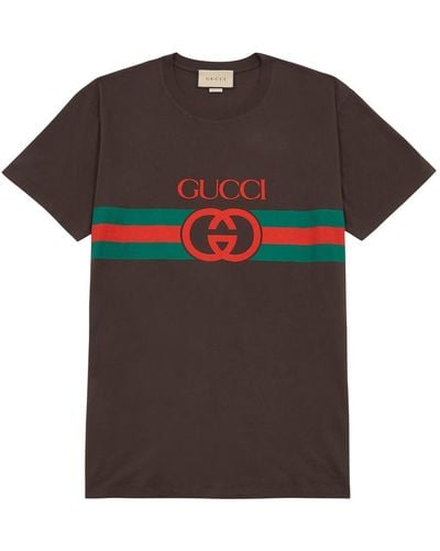 Gucci Logo-print Cotton T-shirt - Brown