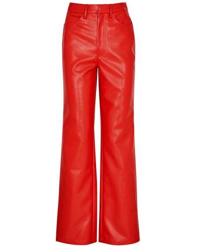 ROTATE SUNDAY Rotate Birger Christensen Crocodile-Effect Faux-Leather Trousers - Red
