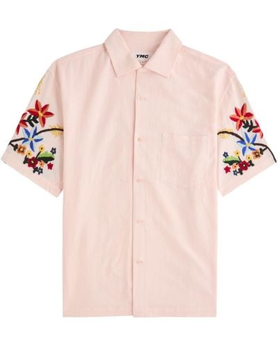 YMC Floral-Embroidered Cotton-Blend Shirt - Pink